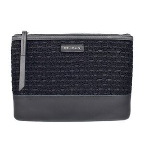 ST John Black Knit Wool Clutch Bag